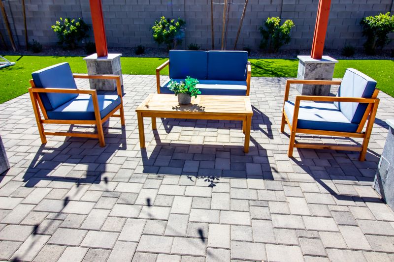 Finished paver patio with furniture